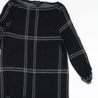 Atmosphere Womens Black Plaid Polyester A-Line  Size 6  Round Neck Pullover