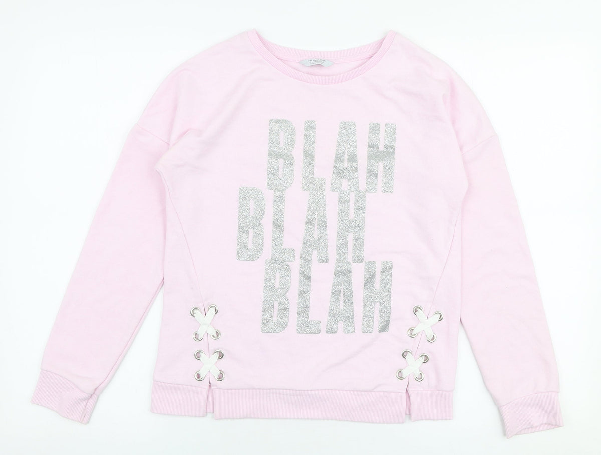 Primark Girls Pink  Polyester Pullover Sweatshirt Size 11-12 Years  Pullover