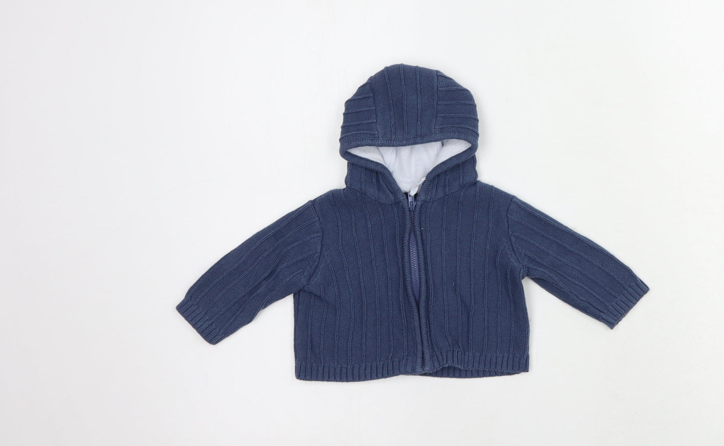 Mothercare Baby Blue  Cotton Full Zip Jumper Size 0-3 Months  Zip
