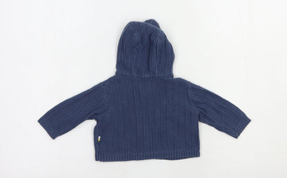 Mothercare Baby Blue  Cotton Full Zip Jumper Size 0-3 Months  Zip