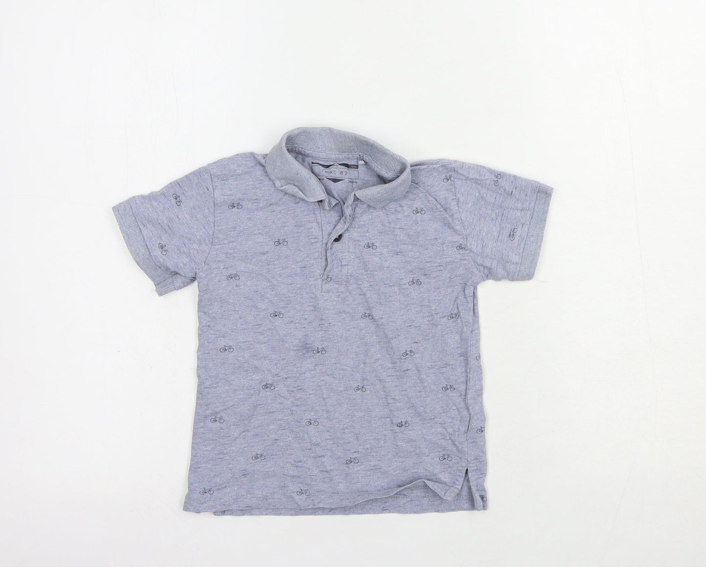 NEXT Boys Blue Geometric Cotton Basic Polo Size 2-3 Years Collared Button