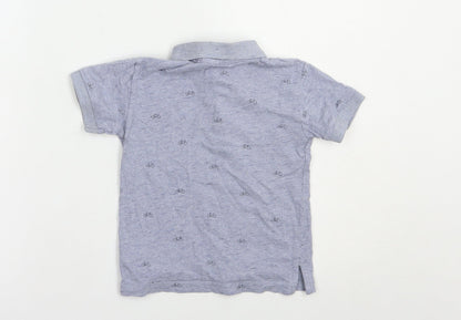 NEXT Boys Blue Geometric Cotton Basic Polo Size 2-3 Years Collared Button