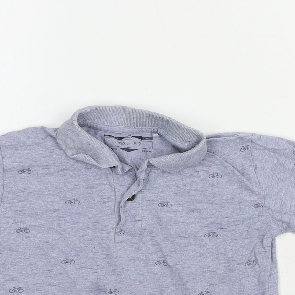 NEXT Boys Blue Geometric Cotton Basic Polo Size 2-3 Years Collared Button