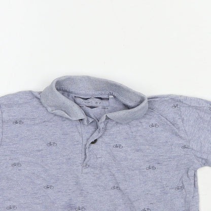 NEXT Boys Blue Geometric Cotton Basic Polo Size 2-3 Years Collared Button