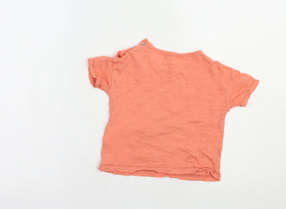 Babaluno Baby Orange  Cotton Pullover T-Shirt Size 6-9 Months Crew Neck Snap