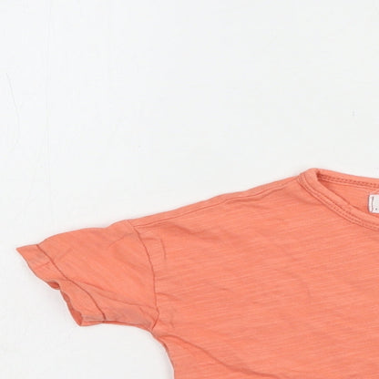 Babaluno Baby Orange  Cotton Pullover T-Shirt Size 6-9 Months Crew Neck Snap