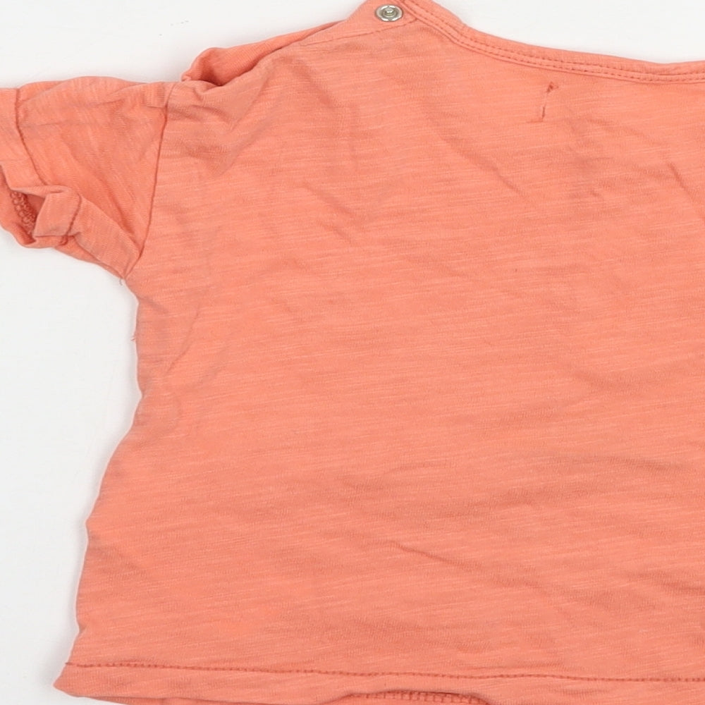 Babaluno Baby Orange  Cotton Pullover T-Shirt Size 6-9 Months Crew Neck Snap