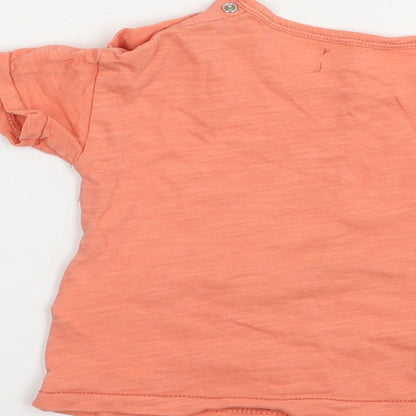 Babaluno Baby Orange  Cotton Pullover T-Shirt Size 6-9 Months Crew Neck Snap