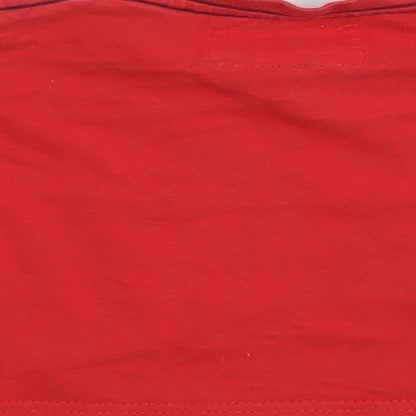 Mothercare Baby Red  Cotton Pullover T-Shirt Size 6-9 Months Crew Neck Snap - Cute Fox