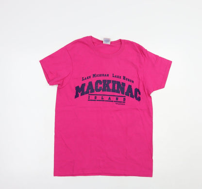 Womens UK Size S Gildan Pink Basic T-Shirt