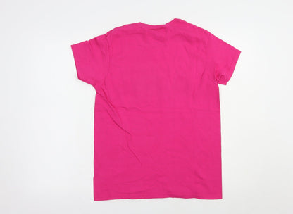 Womens UK Size S Gildan Pink Basic T-Shirt