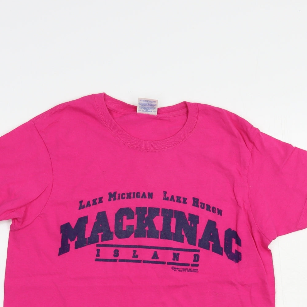 Womens UK Size S Gildan Pink Basic T-Shirt