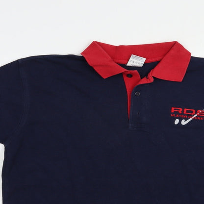 JERZEES Mens Blue  Cotton  Polo Size S Collared Button - Ulster Hockey