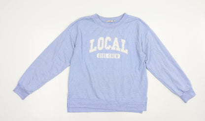 Bershka Womens Blue  Polyester Pullover Sweatshirt Size M  Pullover - Girl Crew