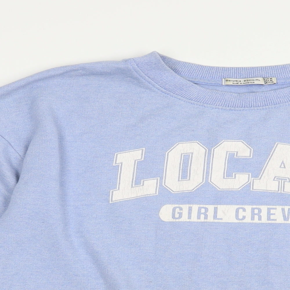 Bershka Womens Blue  Polyester Pullover Sweatshirt Size M  Pullover - Girl Crew