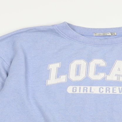 Bershka Womens Blue  Polyester Pullover Sweatshirt Size M  Pullover - Girl Crew