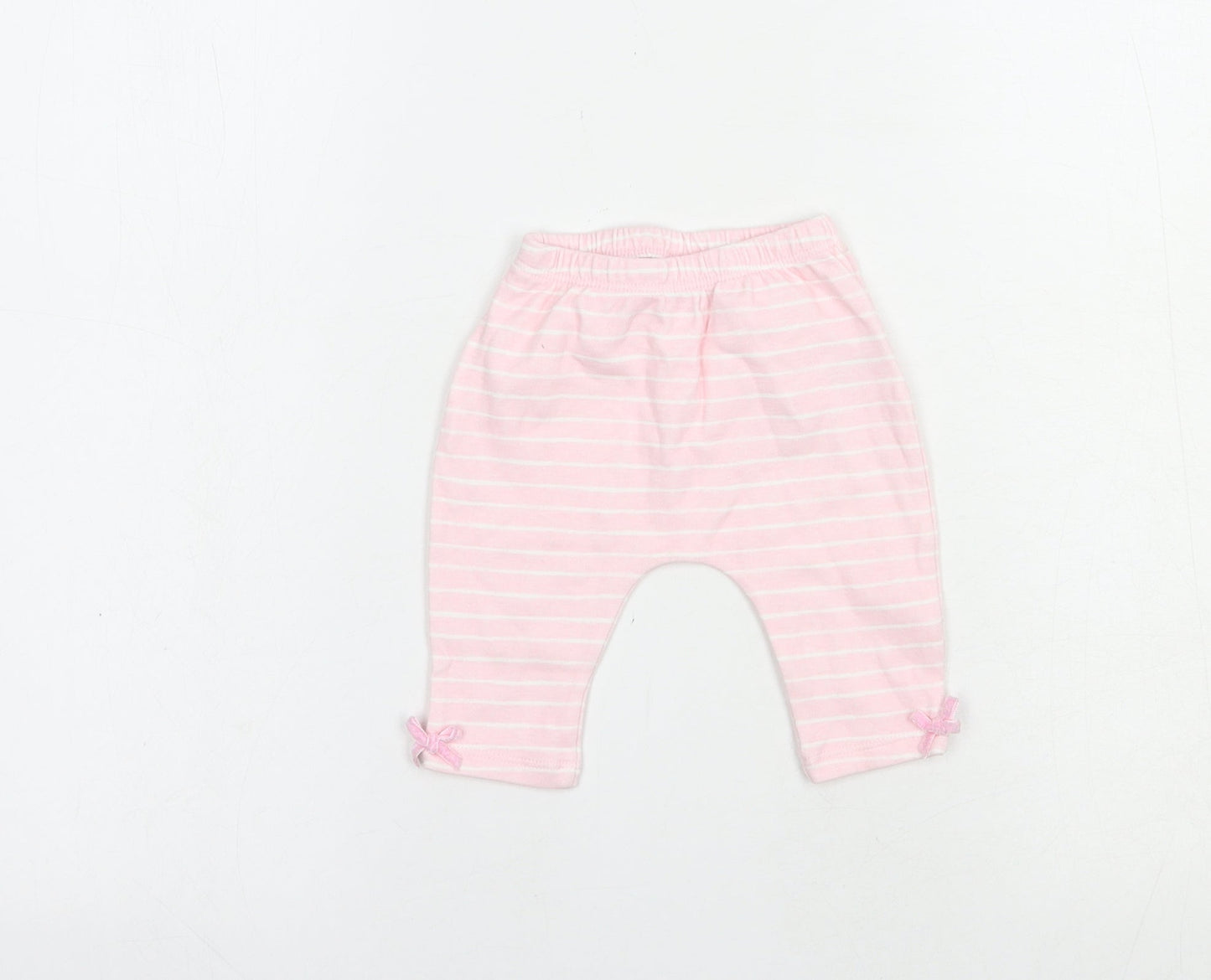 Watch Me Grow Baby Pink Striped Cotton Jogger Trousers Size 0-3 Months