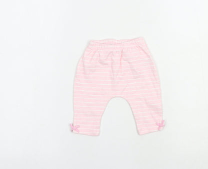 Watch Me Grow Baby Pink Striped Cotton Jogger Trousers Size 0-3 Months