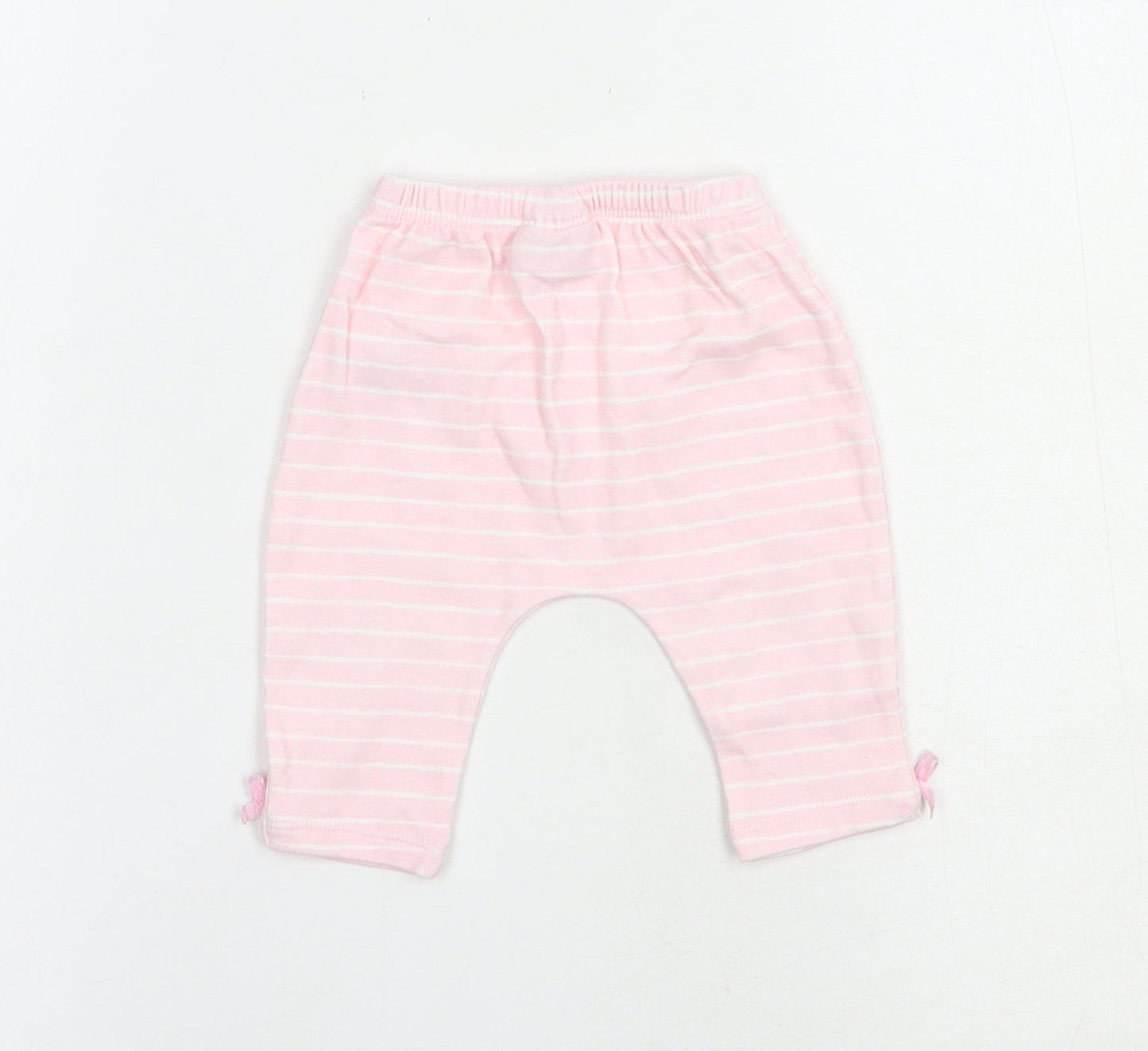 Watch Me Grow Baby Pink Striped Cotton Jogger Trousers Size 0-3 Months