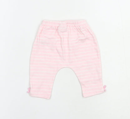 Watch Me Grow Baby Pink Striped Cotton Jogger Trousers Size 0-3 Months