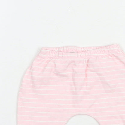 Watch Me Grow Baby Pink Striped Cotton Jogger Trousers Size 0-3 Months