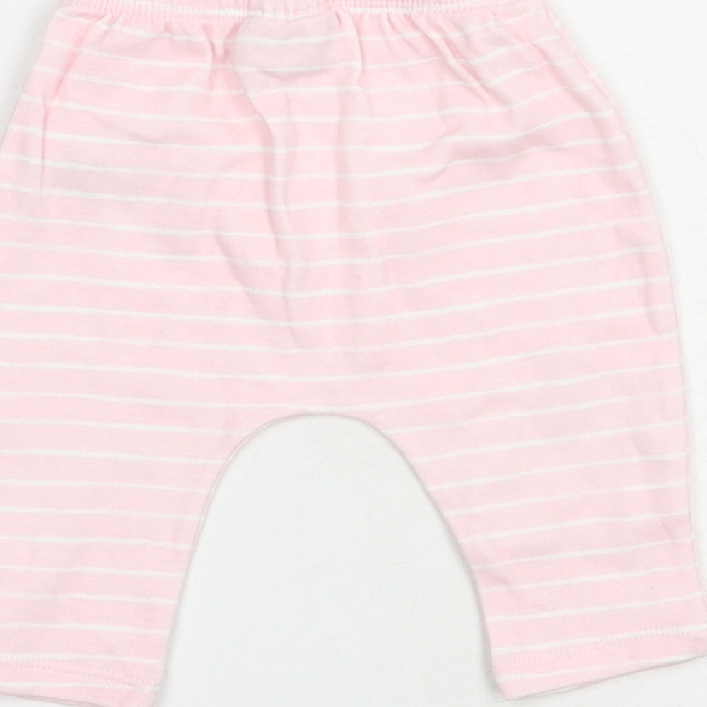 Watch Me Grow Baby Pink Striped Cotton Jogger Trousers Size 0-3 Months