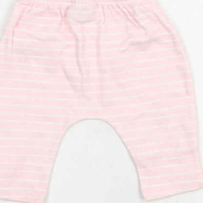 Watch Me Grow Baby Pink Striped Cotton Jogger Trousers Size 0-3 Months