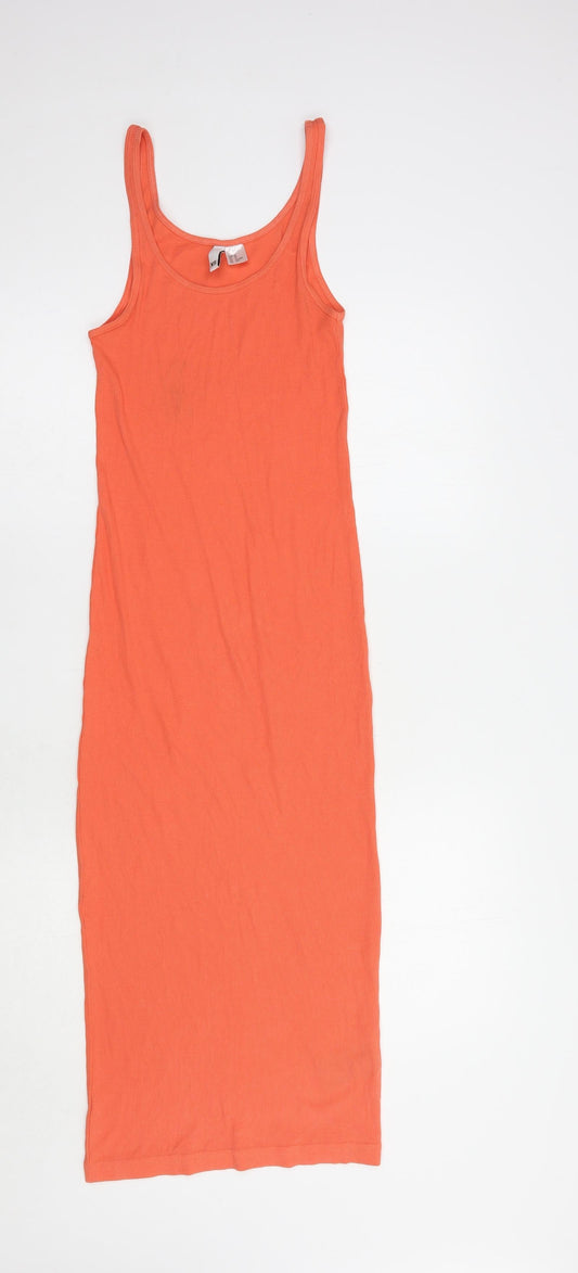 H&M Womens Orange  Cotton Tank Dress  Size XS  Scoop Neck Pullover