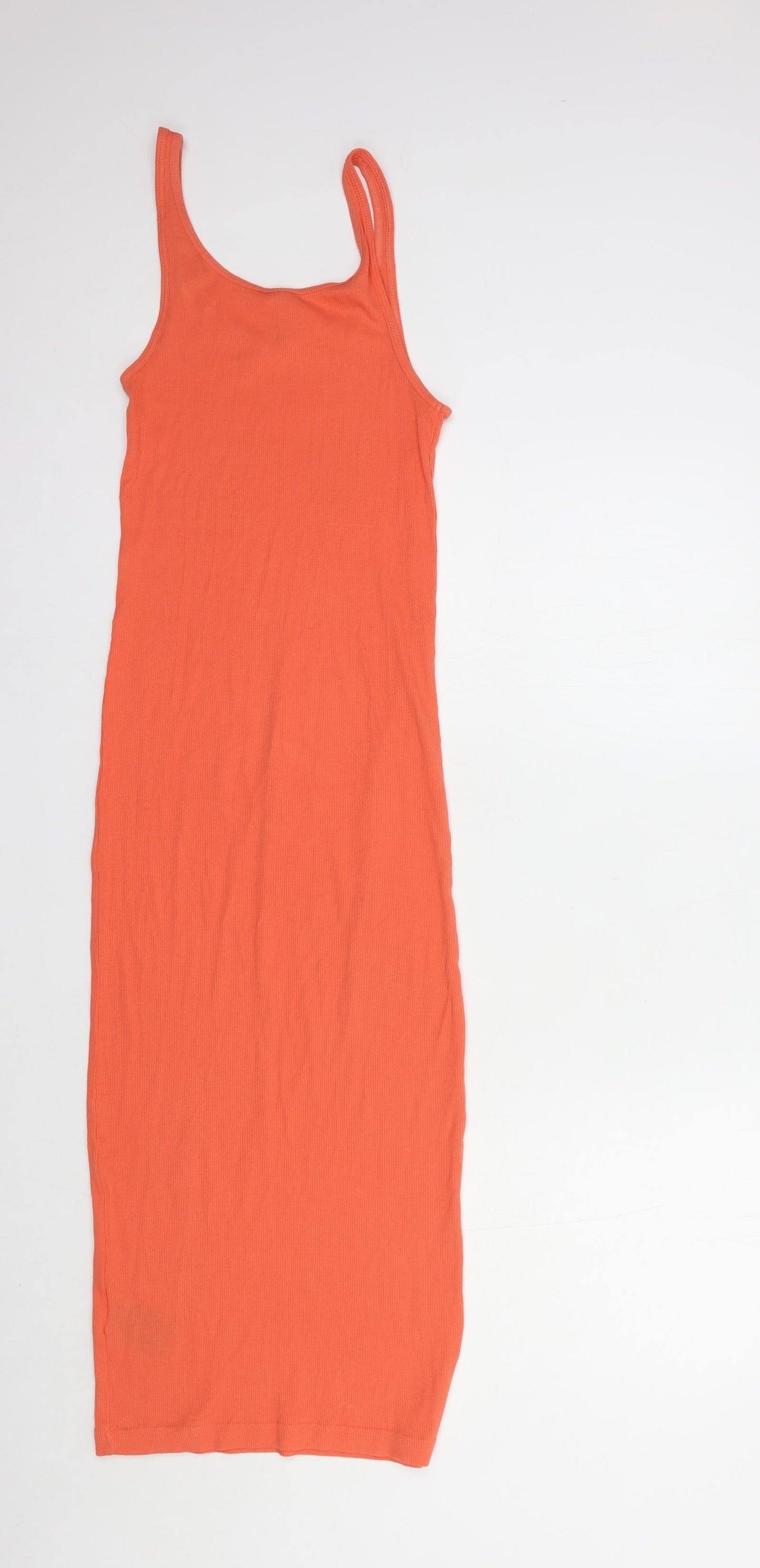 H&M Womens Orange  Cotton Tank Dress  Size XS  Scoop Neck Pullover