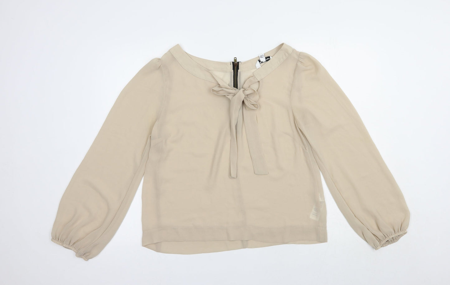 New cLook Womens Beige  Polyester Basic Blouse Size 14 Boat Neck