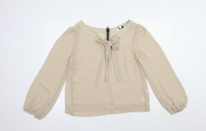 New cLook Womens Beige  Polyester Basic Blouse Size 14 Boat Neck
