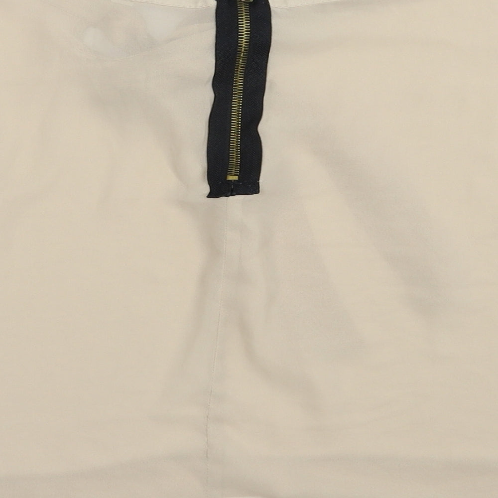 New cLook Womens Beige  Polyester Basic Blouse Size 14 Boat Neck