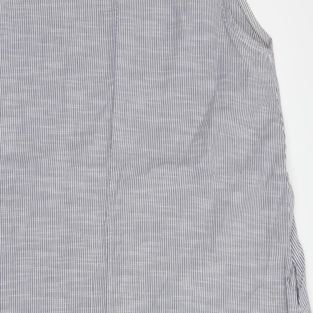 Carina Ricci Womens Blue Striped Cotton Shirt Dress  Size M  Collared Button