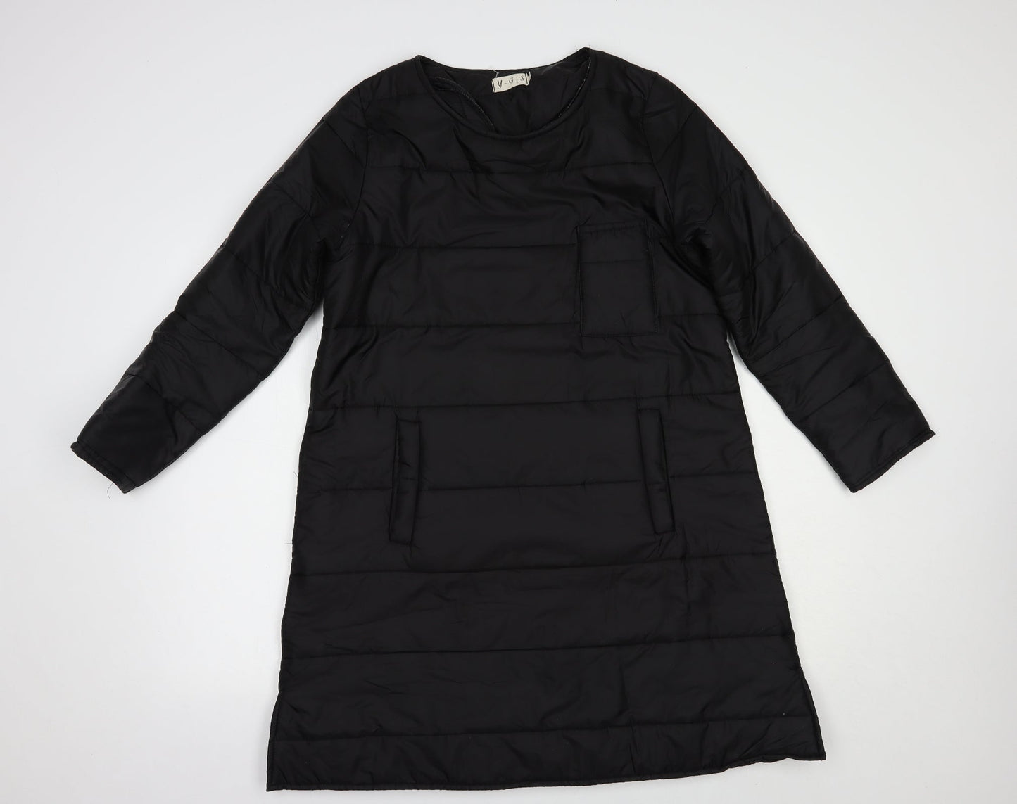 Y-G-S Womens Black   Overcoat Coat Size L