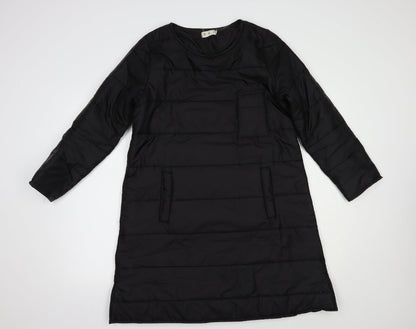 Y-G-S Womens Black   Overcoat Coat Size L