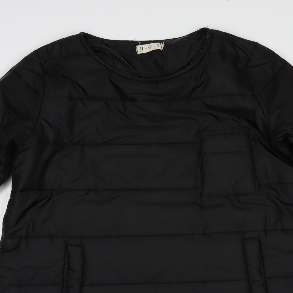 Y-G-S Womens Black   Overcoat Coat Size L