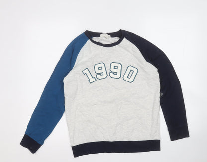 Marks and Spencer Boys Grey  Cotton Pullover Sweatshirt Size 12-13 Years   - 1990