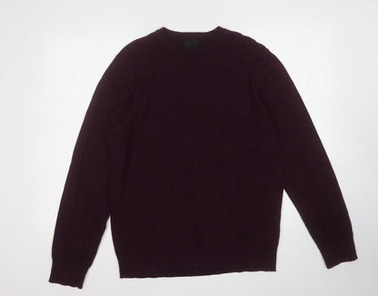 H&M Mens Purple Round Neck  Cotton Pullover Jumper Size L