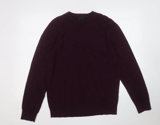 H&M Mens Purple Round Neck  Cotton Pullover Jumper Size L
