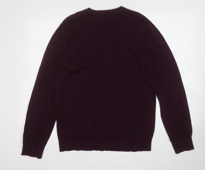 H&M Mens Purple Round Neck  Cotton Pullover Jumper Size L