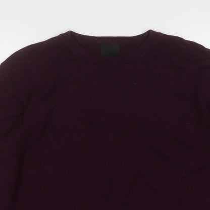 H&M Mens Purple Round Neck  Cotton Pullover Jumper Size L