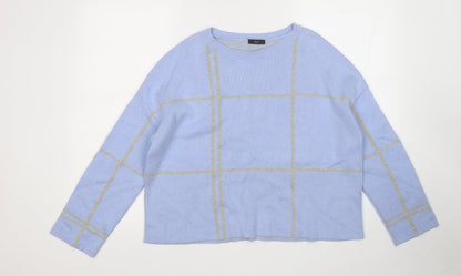 M&Co Womens Blue Round Neck  Acrylic Pullover Jumper Size M