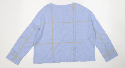 M&Co Womens Blue Round Neck  Acrylic Pullover Jumper Size M