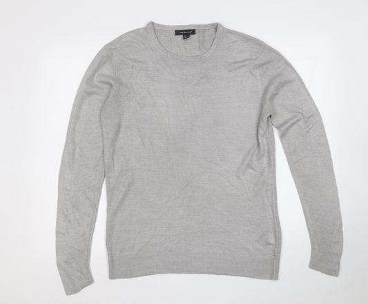 Cedar Wood State Mens Grey Round Neck  Acrylic Pullover Jumper Size S