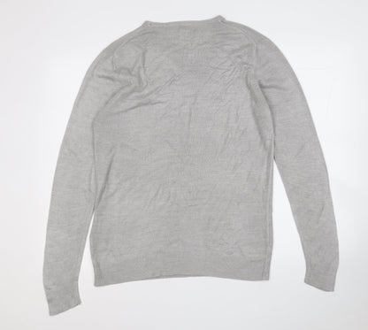 Cedar Wood State Mens Grey Round Neck  Acrylic Pullover Jumper Size S