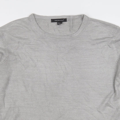 Cedar Wood State Mens Grey Round Neck  Acrylic Pullover Jumper Size S