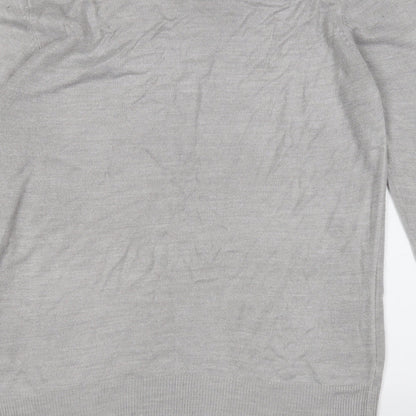 Cedar Wood State Mens Grey Round Neck  Acrylic Pullover Jumper Size S