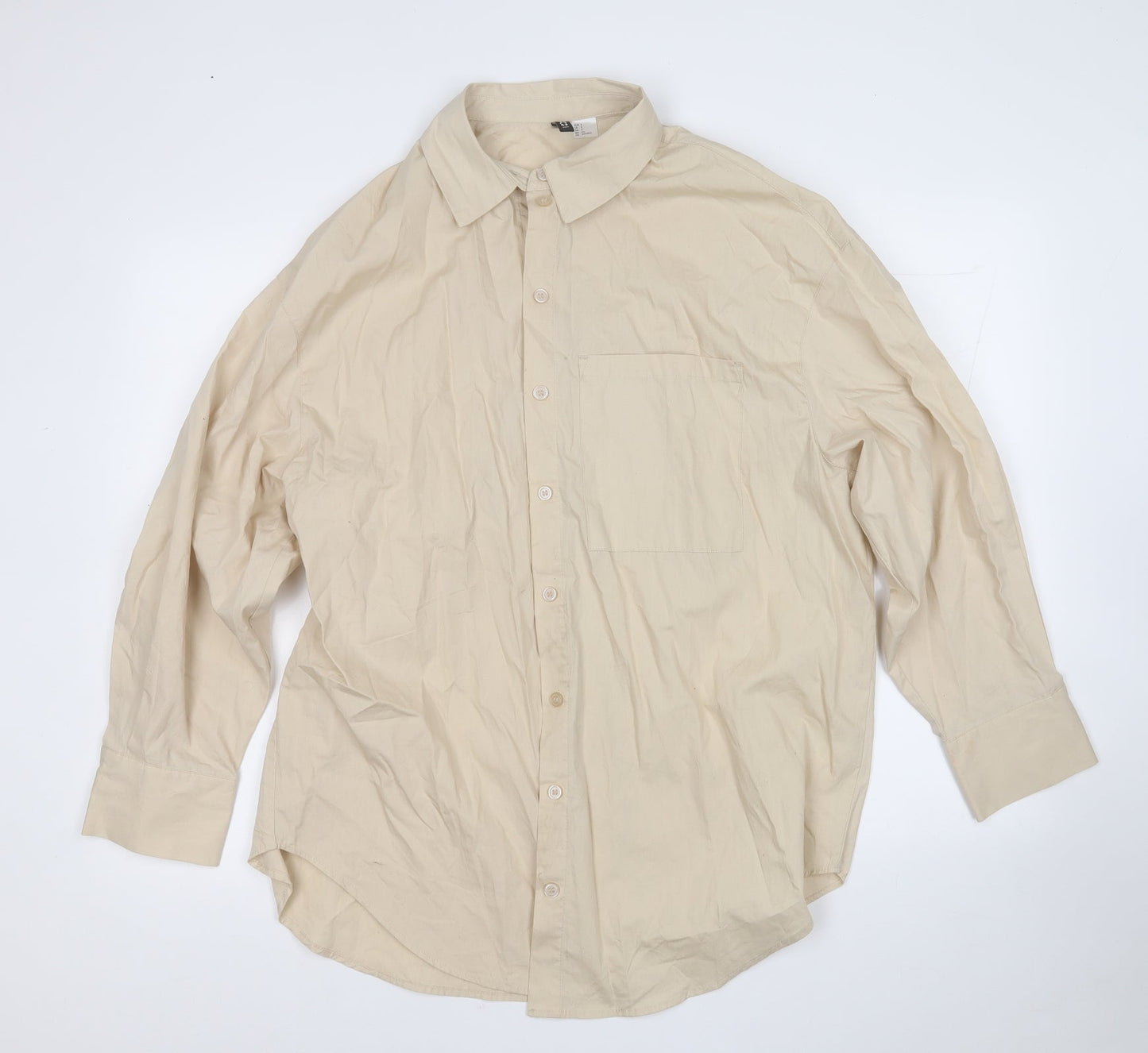 Womens UK Size S Divided Beige Basic Button-Up