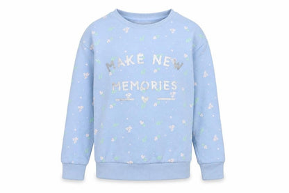 Dunnes Girls Blue Floral Cotton Pullover Sweatshirt Size 7-8 Years