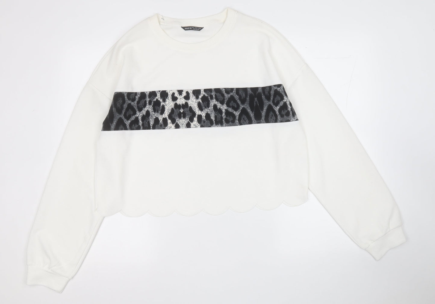 SHIEN  Womens White  Polyester Pullover Sweatshirt Size L